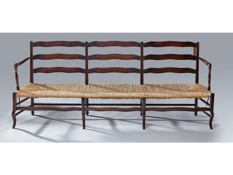 LARGE BANQUETTE dite "radassier à trois place",...