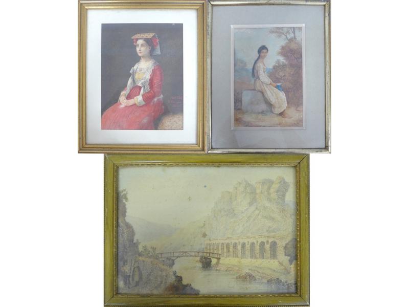 TROIS AQUARELLES sur papier dans le goût...