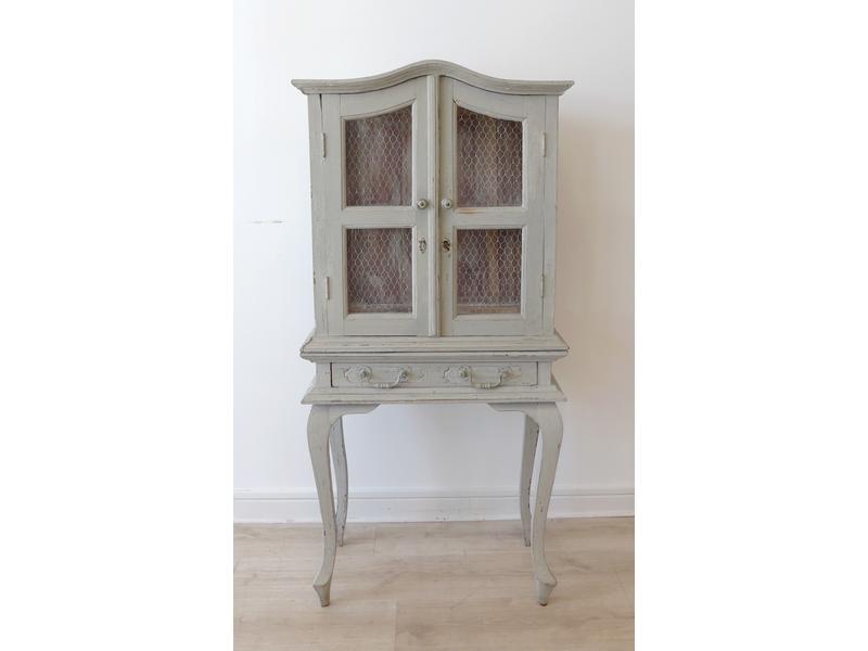 VITRINE en bois laqué gris ouvrant à deux...