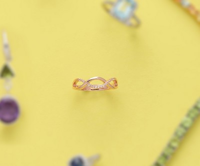 BAGUE en argent rose (925) formée de deux...
