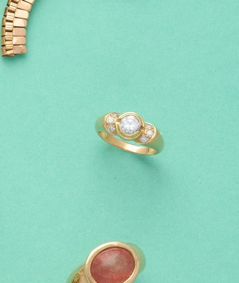 BAGUE en or (750) ornée d'une pierre synthétique...