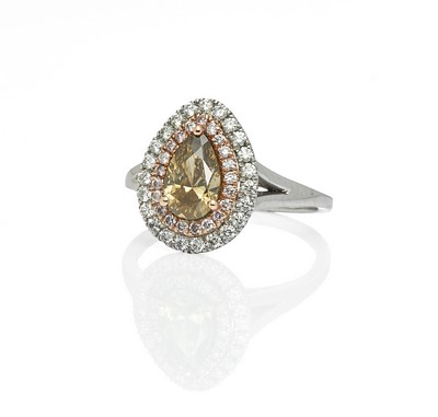 BAGUE en or gris et rose (585) ornée d'un...
