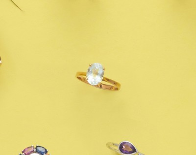 BAGUE en or (750) ornée d'une aigue-marine...