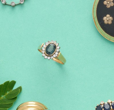 BAGUE marguerite en or (585) centrée d'une...