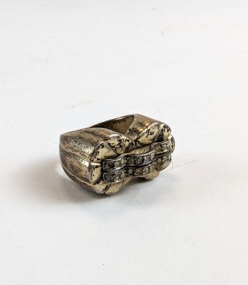 BAGUE TANK en argent (925) anciennement vermeillée...