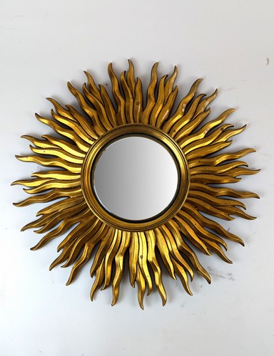 MIROIR sorcière à cadre rayonnant en bois...