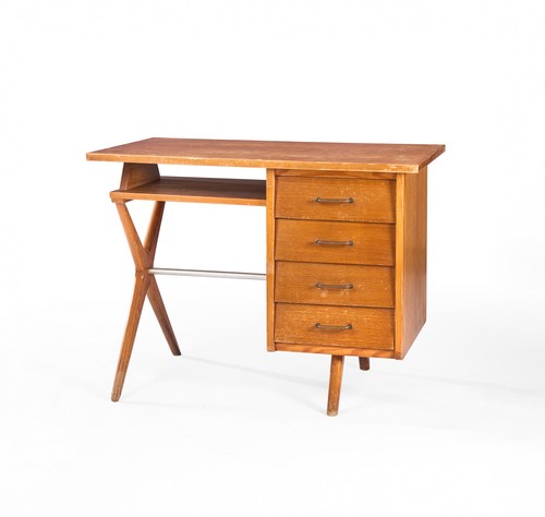 BUREAU en bois de placage à plateau rectangulaire...