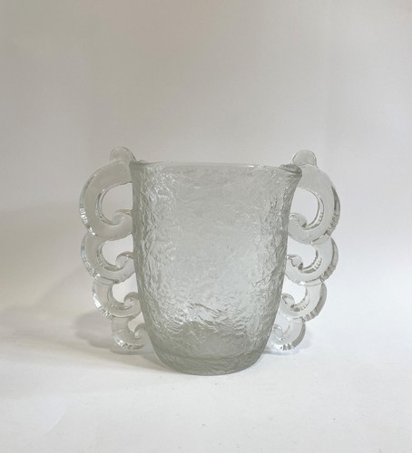 VASE à col carré en verre moulé pressé à...