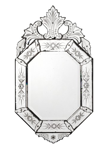 MIROIR dit de Venise, de forme hexagonale...