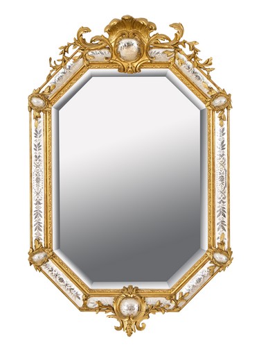 MIROIR octogonal à parecloses dans un cadre...