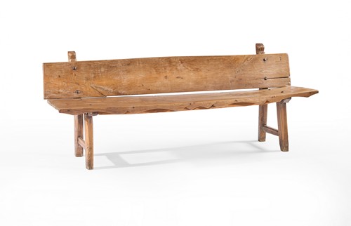 BANC A DOSSIER, en bois naturel, ceinture...