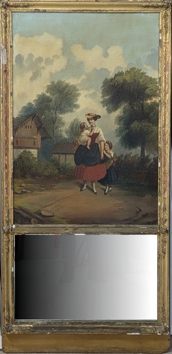 TRUMEAU avec miroir rectangulaire en partie...