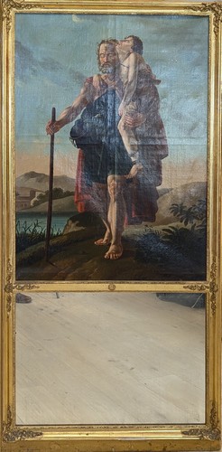 TRUMEAU avec miroir rectangulaire en partie...