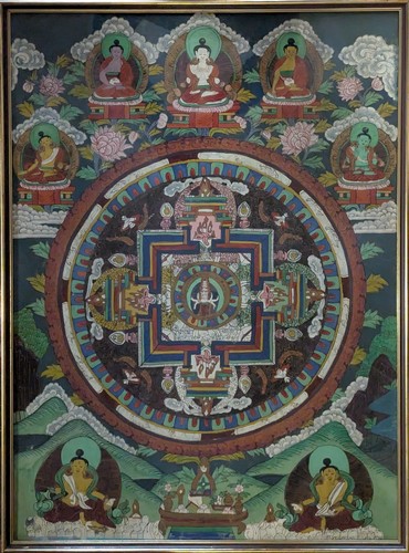 MANDALA à décor de avalokiteshavara et b...