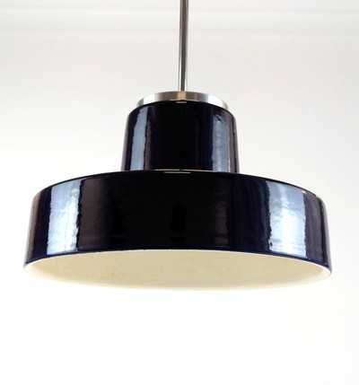 SUSPENSION en céramique émaillée bleue dit...