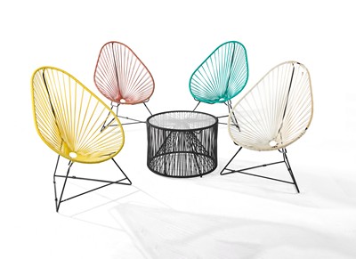 QUATRE FAUTEUILS type Acapulco à armature...