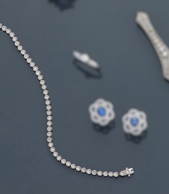 BRACELET LIGNE FIN en or gris (750) orné...