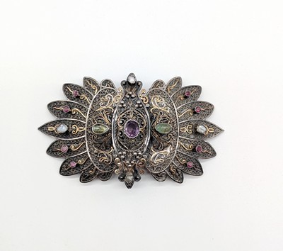 BOUCLE DE CEINTURE ou DE CAPE, en argent...