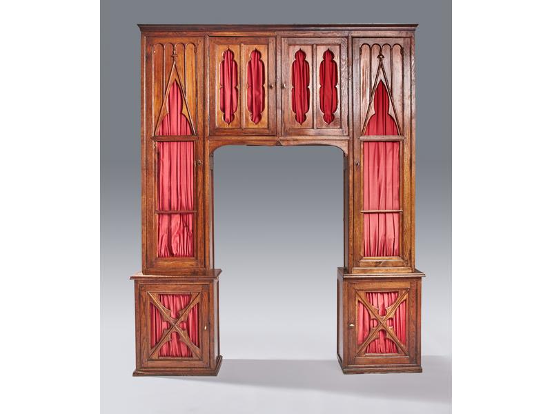 MEUBLE BIBLIOTHÈQUE de boiserie en chêne...
