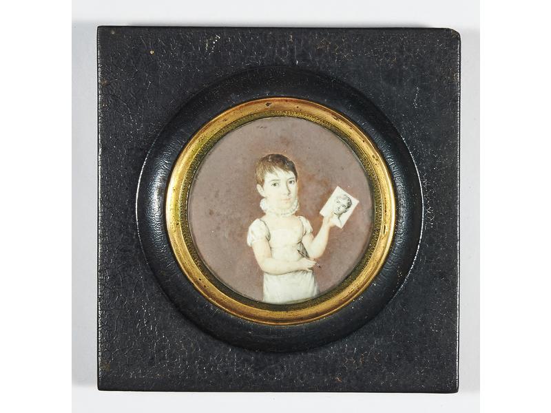 MINIATURE ronde sur ivoire représentant une...