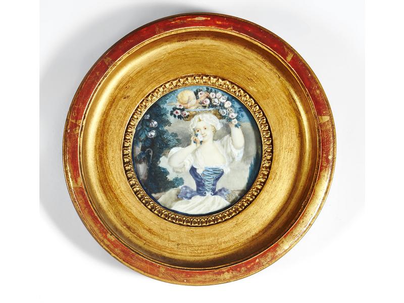 MINIATURE ronde sur ivoire représentant une...