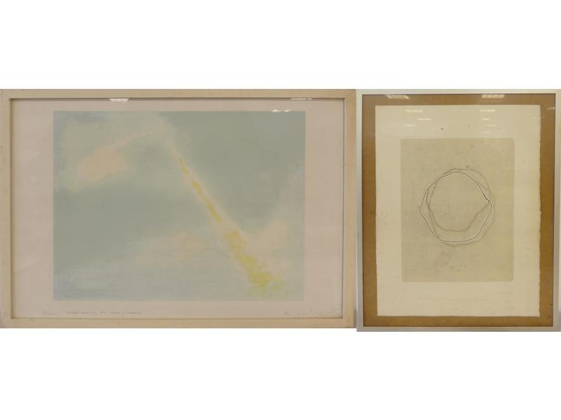 DEUX GRAVURES en couleurs, XXe siècle, Composition...