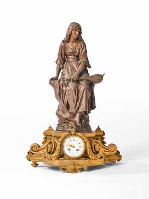 IMPORTANTE PENDULE formée d'une base en bronze...