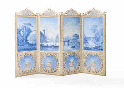 PARAVENT à quatre feuilles en bois mouluré...