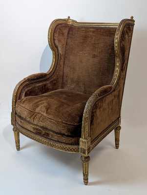 BERGERE A OREILLES à dossier droit à montants...