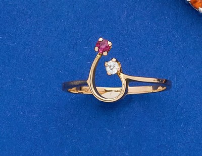 PETITE BAGUE en or (750) ornée d'une pierre...