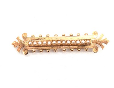 BROCHE BARRETTE en or (750) et petites p...