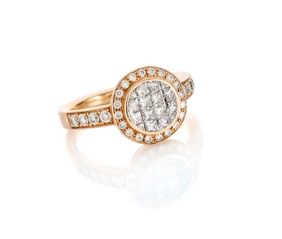 BAGUE MODERNE en or rose (750) à plateau...