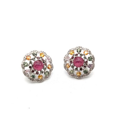 PAIRE DE BOUCLES D'OREILLES en argent (925)...