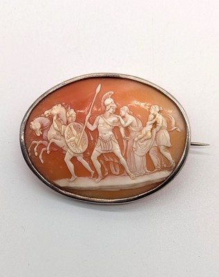 BROCHE CAMÉE coquille à monture en argent...