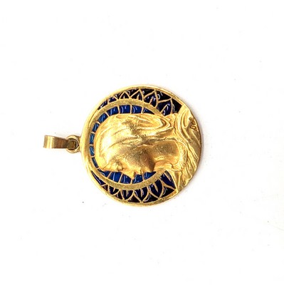 MÉDAILLE DE BAPTÊME en or (750) au profil...