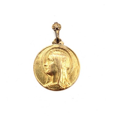 MÉDAILLE DE BAPTÊME en or (750) au profil...