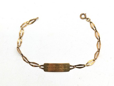 GOURMETTE en or (750) gravée "Thérèse" et...