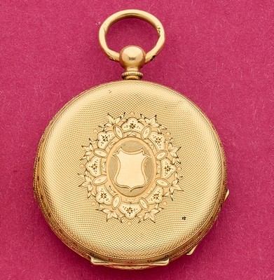 MONTRE DE GOUSSET en or (750) à cadran émaillé...