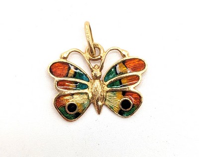 PENDENTIF papillon en or (750) et émail ...