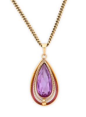 PENDENTIF goute en or (750) ornée d'une andalousite...