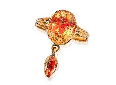 BAGUE ANCIENNE en or (750), verroteries sur...