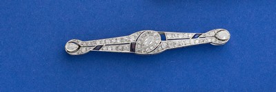 BARRETTE Art Déco en or gris (750) ornée...