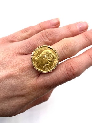 BAGUE PIÈCE en or (750) avec une pièce de...