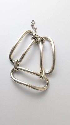 BRACELET GOURMETTE en argent (800) à larges...