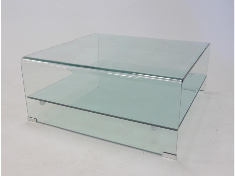 TABLE BASSE carrée en pexiglass, à tablette...