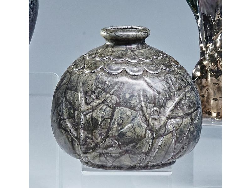 VASE boule à col en céramique émaillée gris...