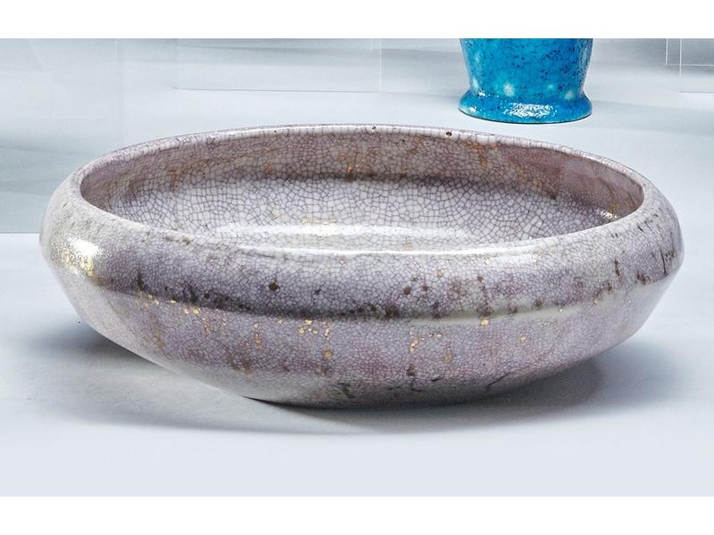 COUPE ronde en céramique émaillée craquelée...