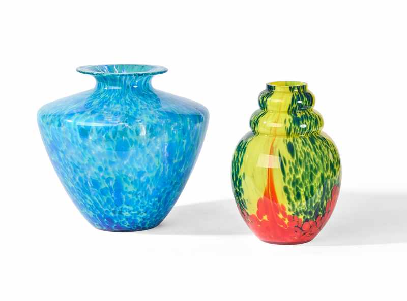 VASE balustre en verre soufflé marmoréen...