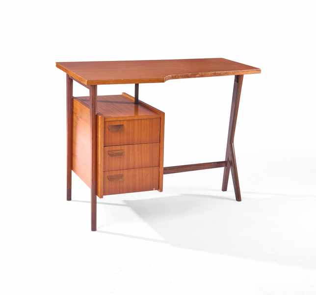 BUREAU en bois contreplaqué à plateau cintré...