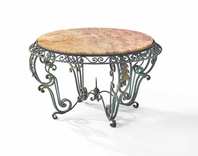 TABLE basse circulaire en fer forgé laqué...